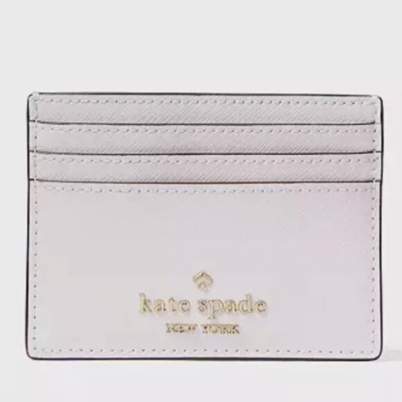 NWT Kate Spade Madison Studded Faux Pearls Small Slim Card Holder Lilac Purple - Picture 3 of 4